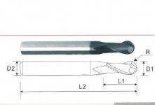 超微粒钨钢涂层二刃球头铣刀